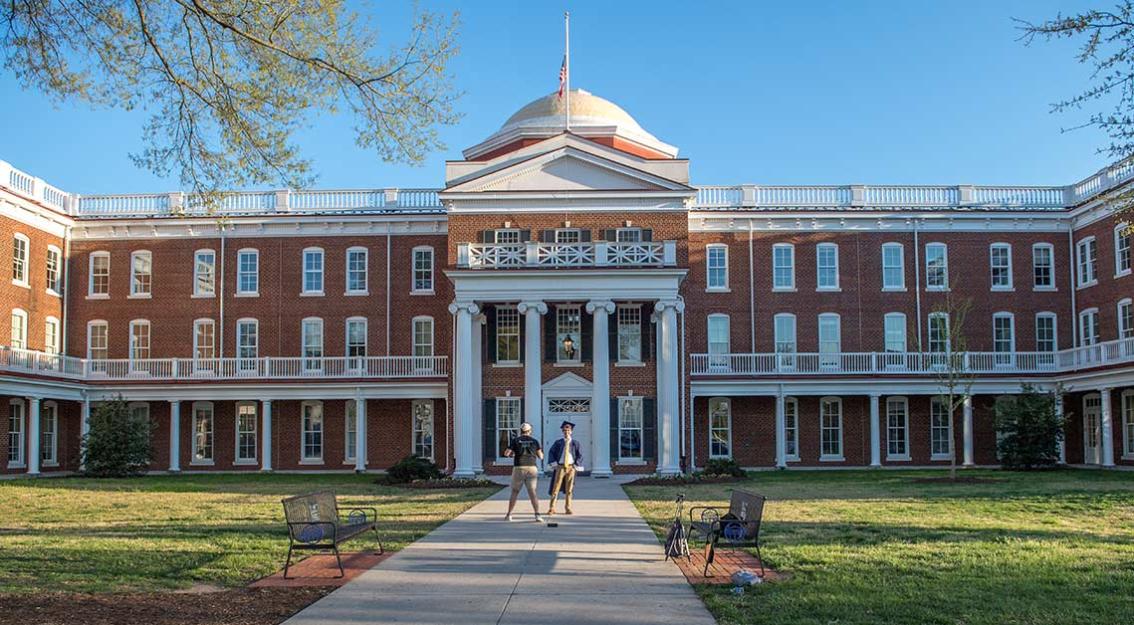 Insta-worthy! No graduate leaves Longwood without a photo in his or her cap and gown in front of the historic and iconic Rotunda. This is hands-down the most photographed spot on campus.