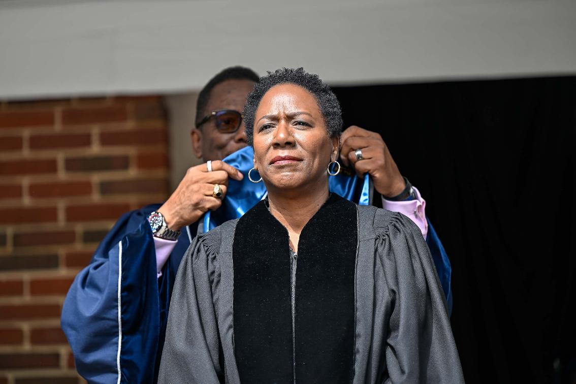 Celebrated historian Christy S. Coleman is presented with an honorary degree.