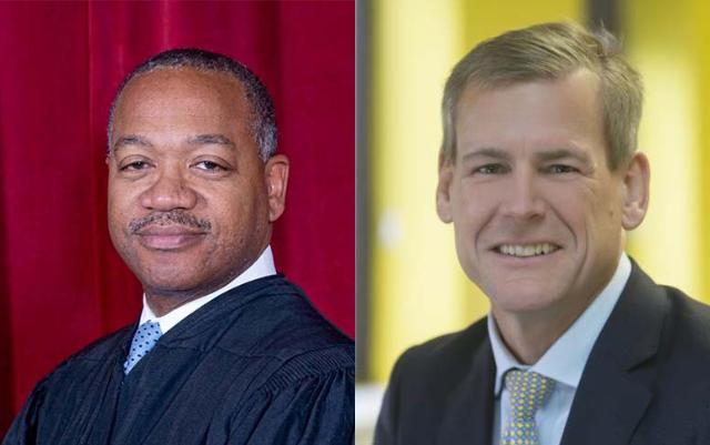 Chief Justice Bernard Goodwyn and Colonial Williamsburg CEO Cliff Fleet