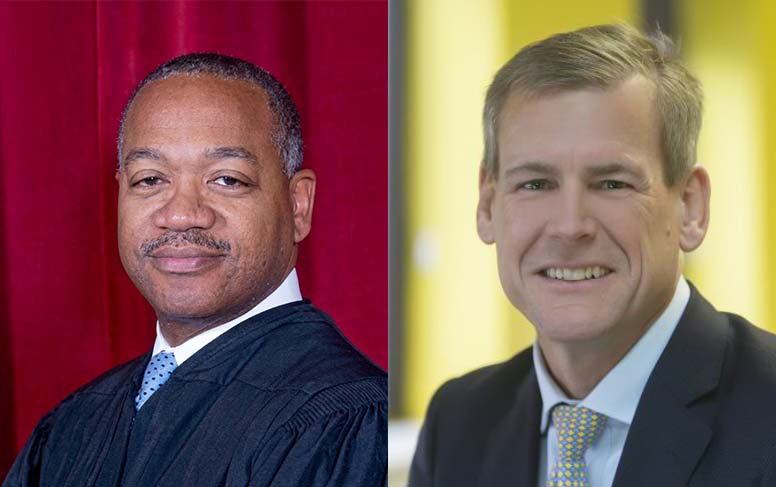 Chief Justice Bernard Goodwyn and Colonial Williamsburg CEO Cliff Fleet