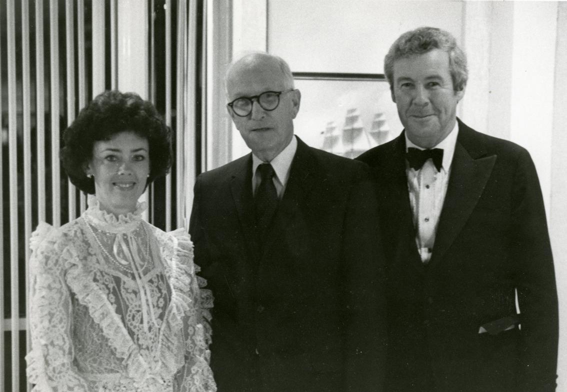 Dr. Janet Greenwood with former Longwood president Dr. Francis G. Lankford (middle) and Ed Campbell, former President and CEO of J.I. Case Company (Tenneco)