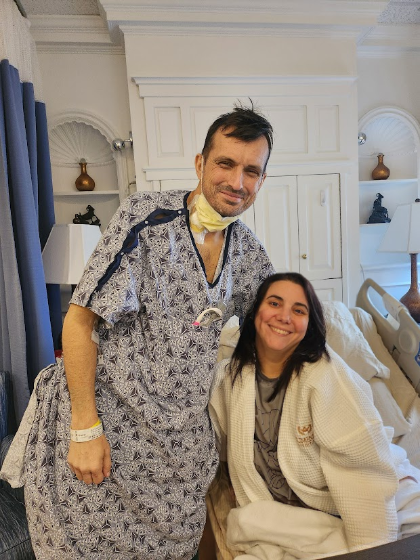 Ryan Buchanan '08 and Katherine Lusk '10 pose together during the post-transplant recovery process.