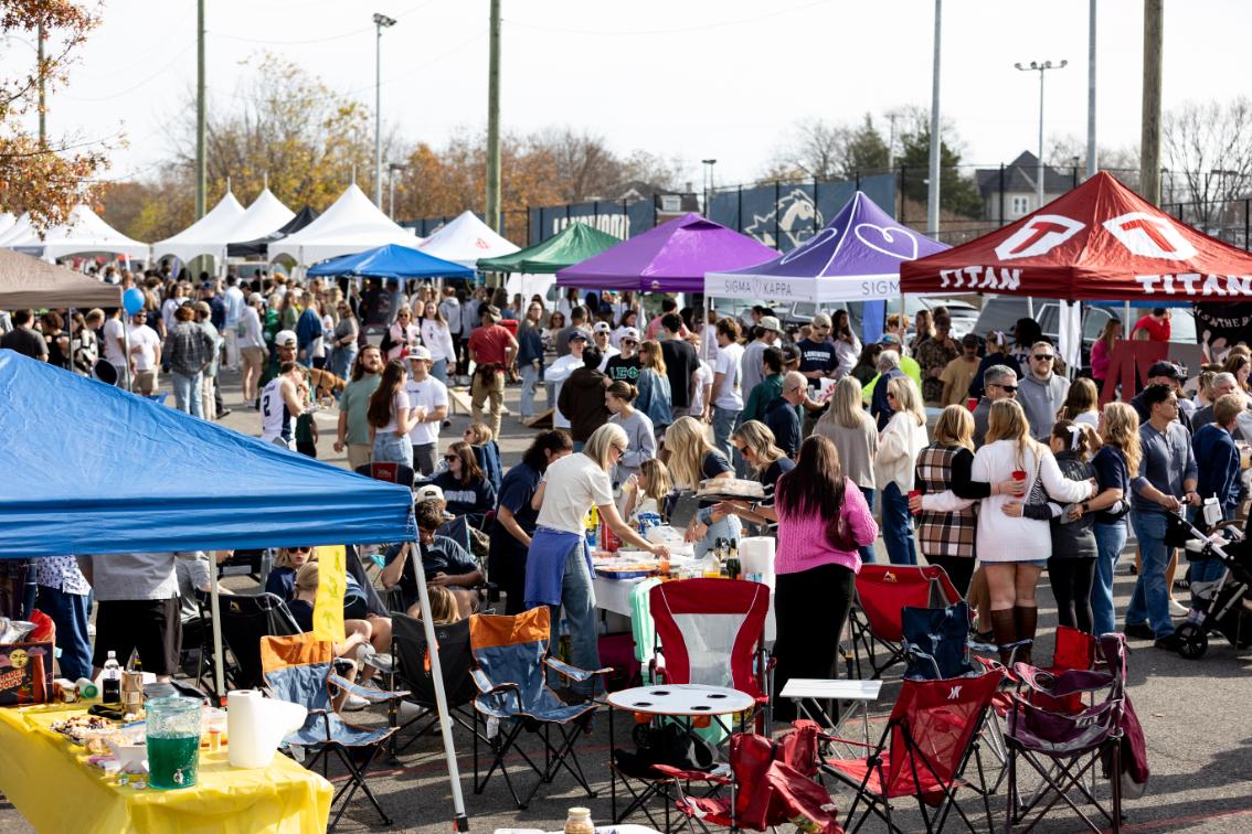 Hundreds of Lancers gather in the Hooper Street Lot for Longwood's record-breaking Homecoming and Alumni Weekend 2025